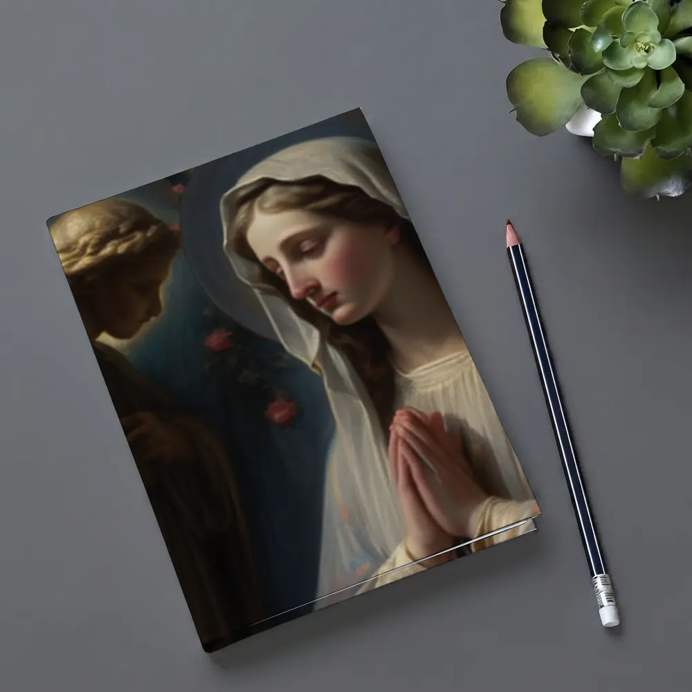 Virgin Mary Praying With Angel Religious Art – Notebooks