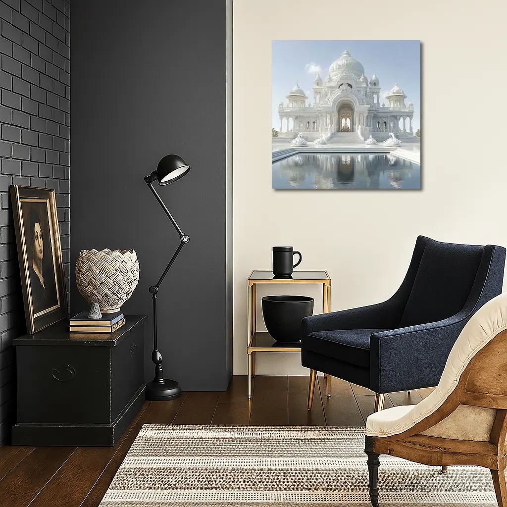 White Marble Temple Reflecting Pool Architecture – Wall Art
