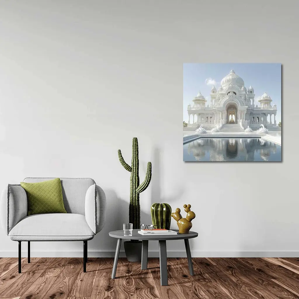White Marble Temple Reflecting Pool Architecture – Wall Art