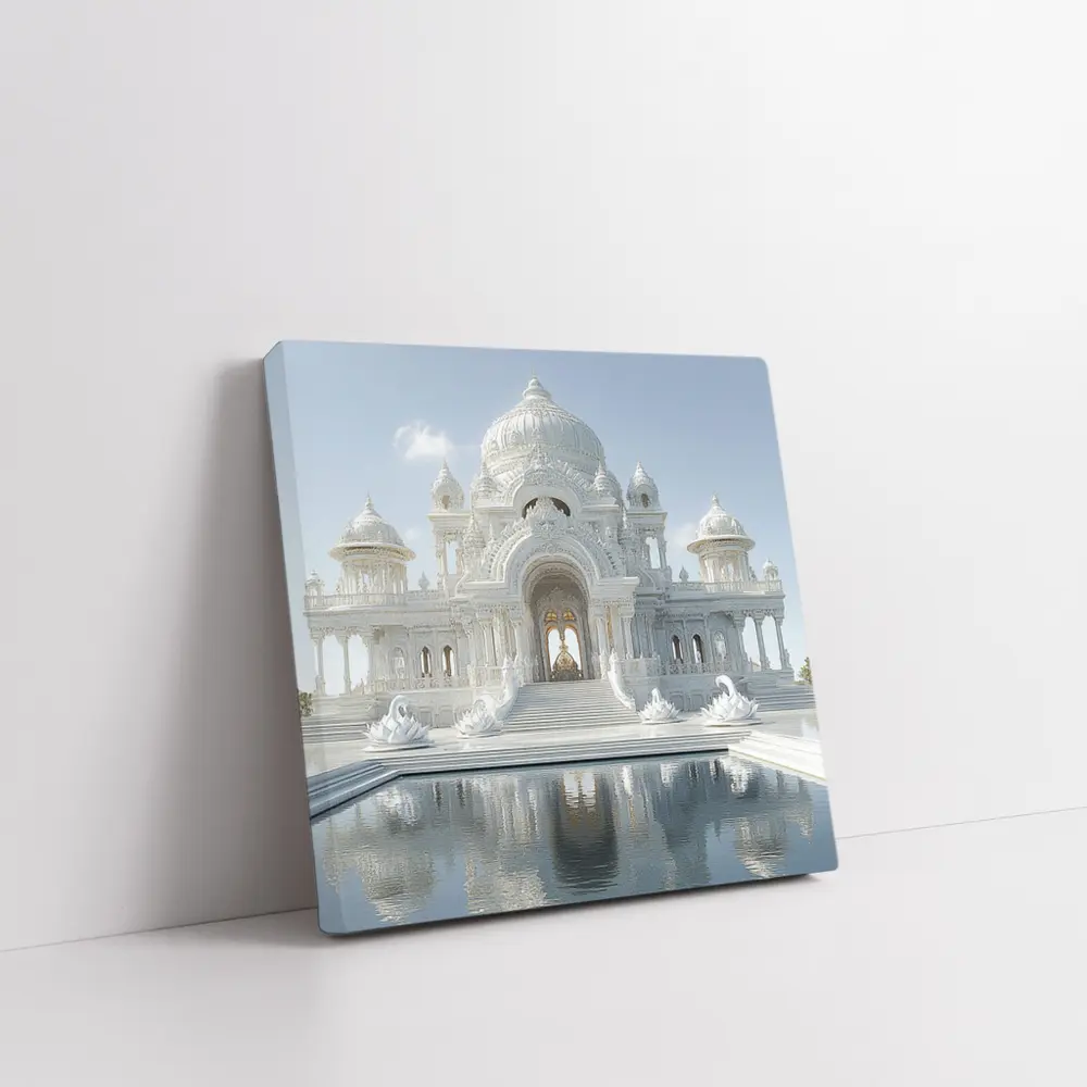White Marble Temple Reflecting Pool Architecture – Wall Art