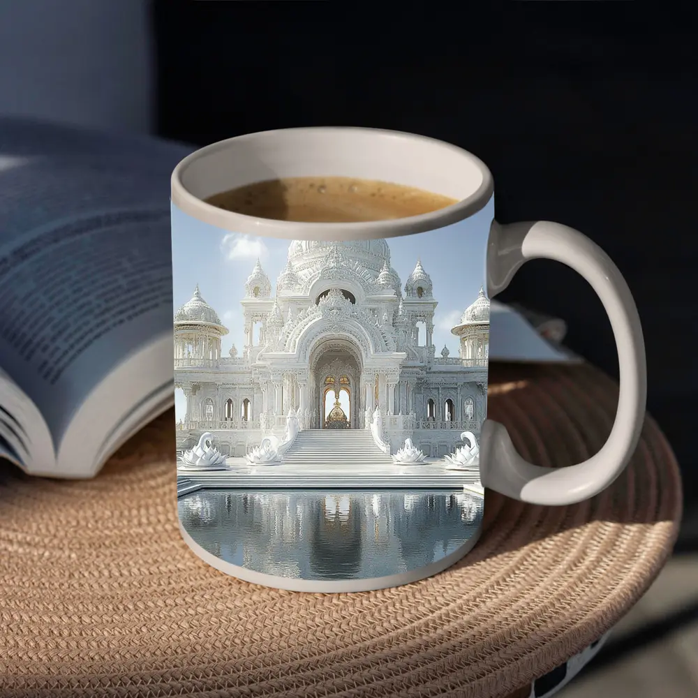 White Marble Temple Reflecting Pool Architecture – Mugs