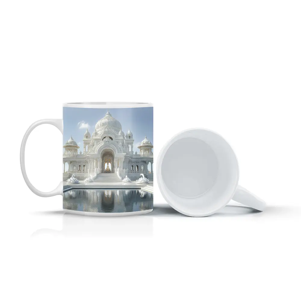 White Marble Temple Reflecting Pool Architecture – Mugs