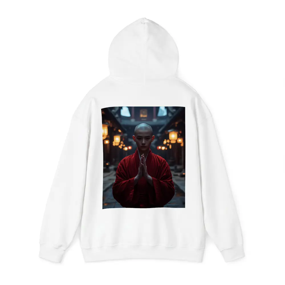 Buddhist Monk Praying in Temple Courtyard – Hoodies