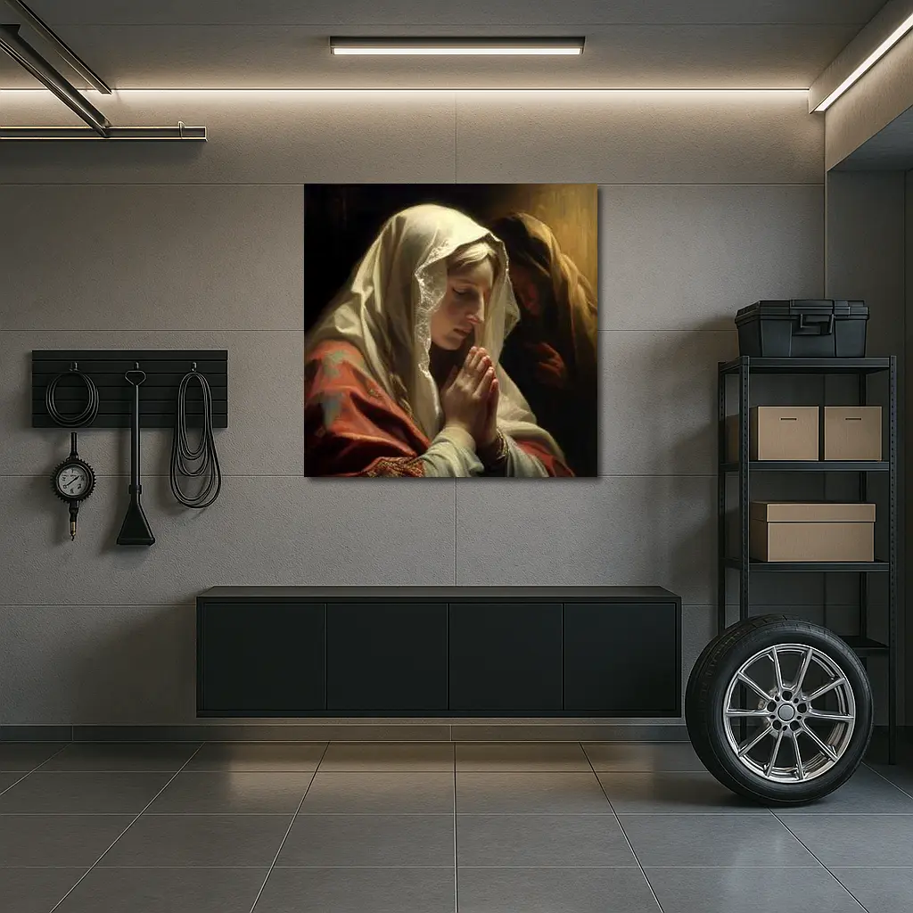 Virgin Mary Praying Classical Religious Oil Painting – Wall Art