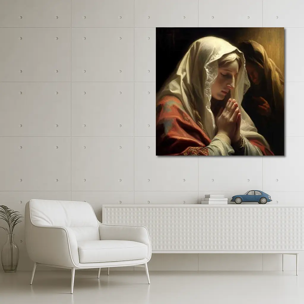 Virgin Mary Praying Classical Religious Oil Painting – Wall Art