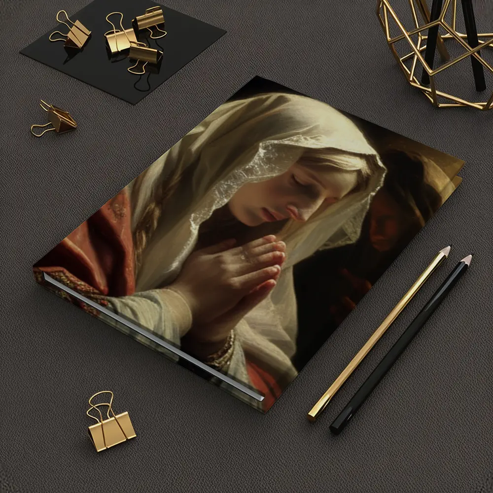 Virgin Mary Praying Classical Religious Oil Painting – Notebooks