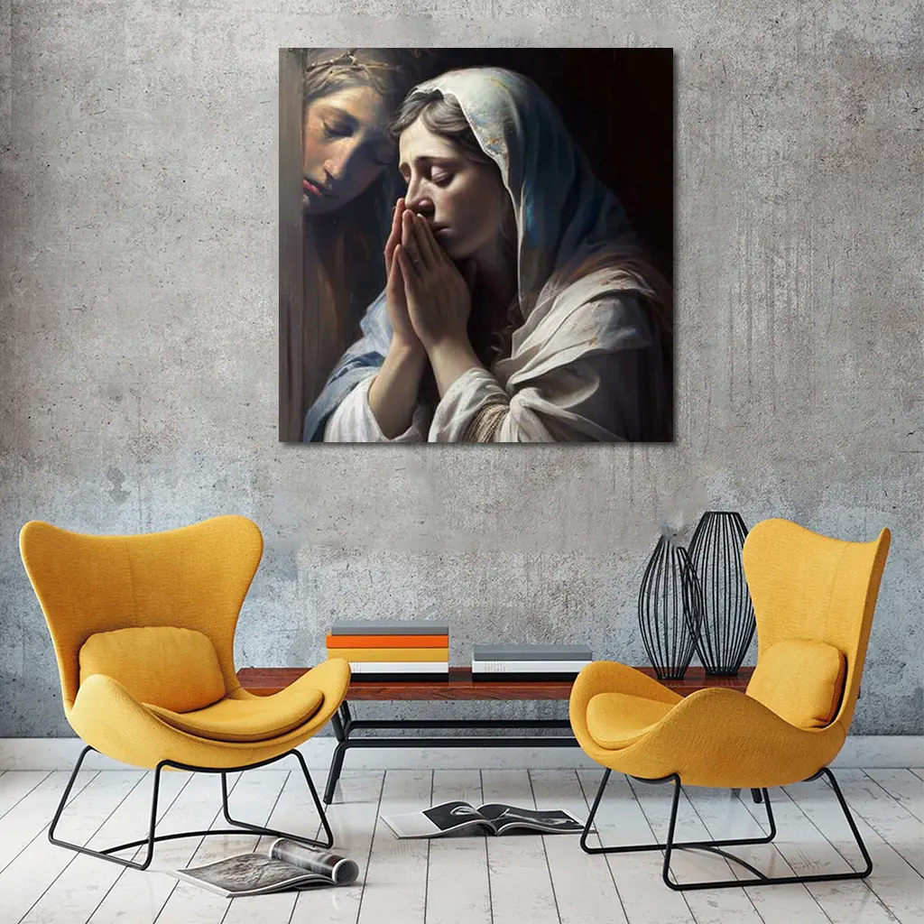 Praying Woman Classical Religious Painting Art – Wall Art