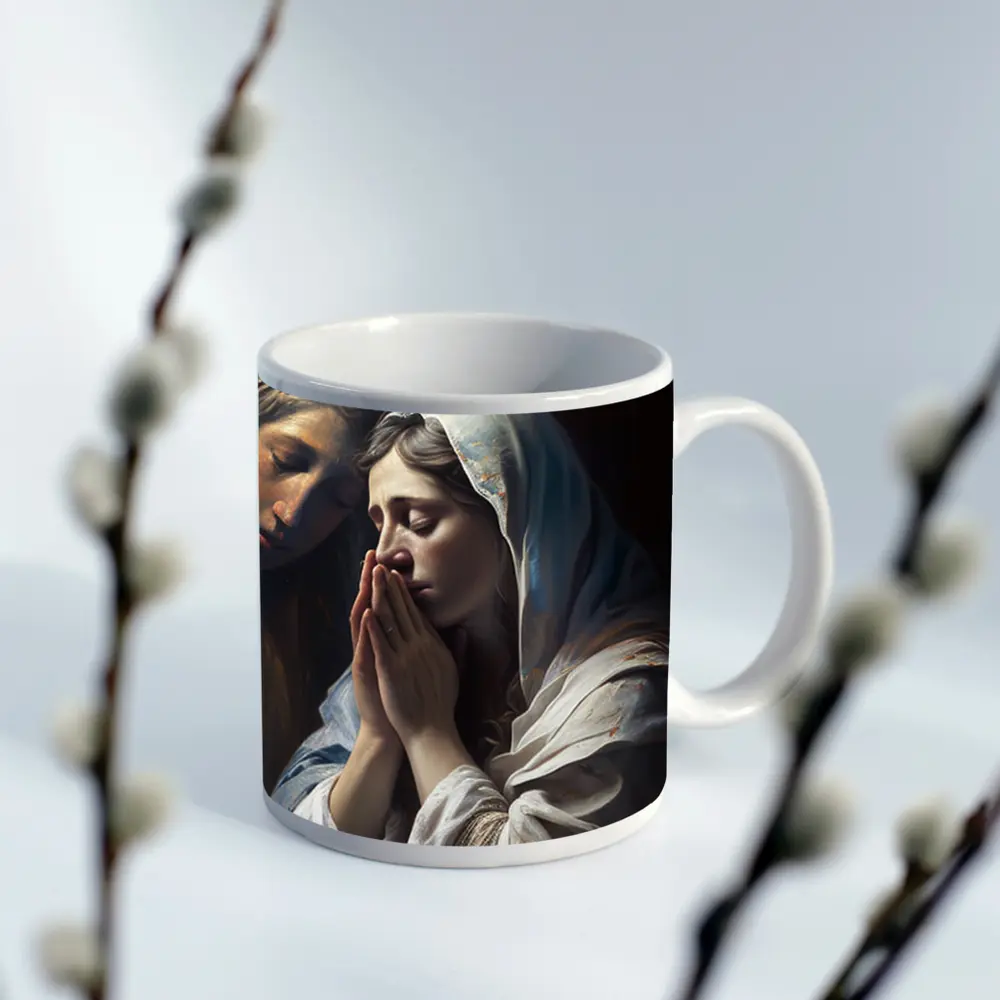 Praying Woman Classical Religious Painting Art – Mugs