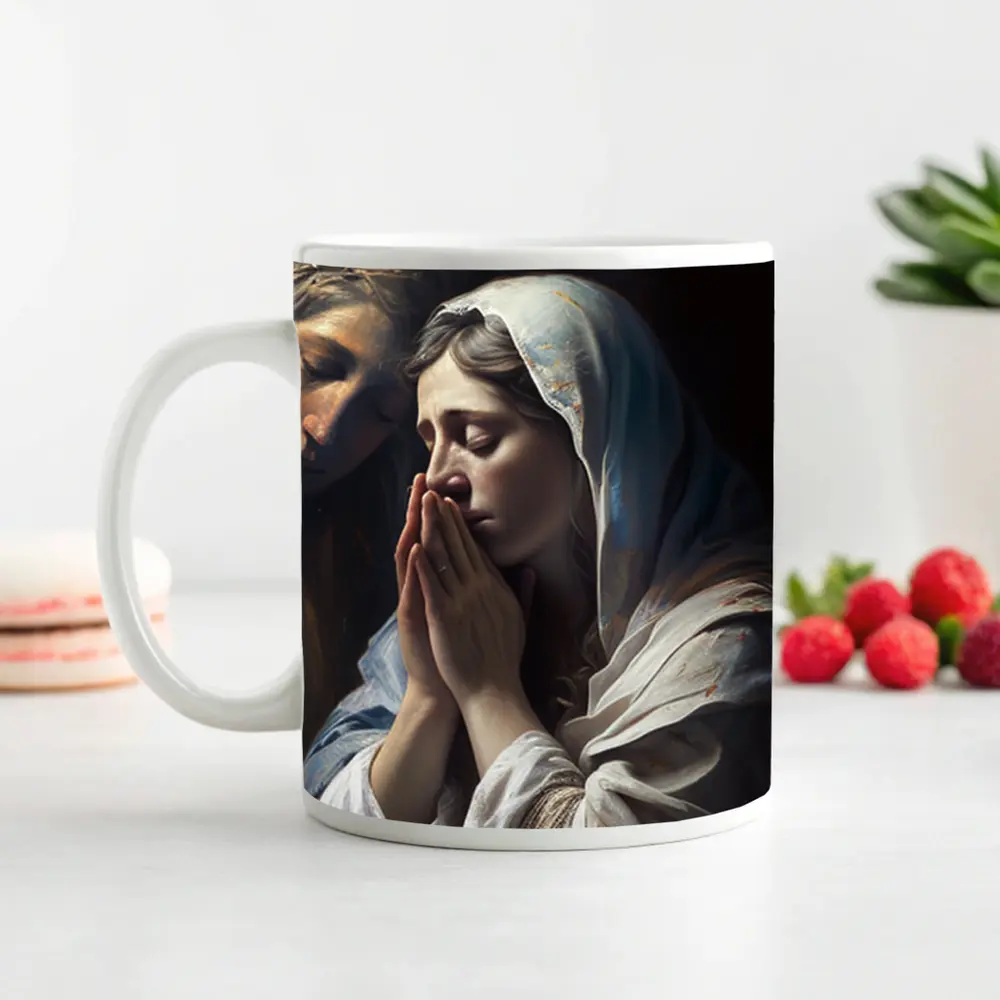 Praying Woman Classical Religious Painting Art – Mugs