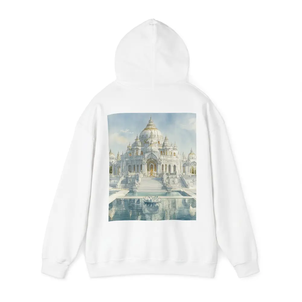 White Marble Hindu Temple Watercolor Art – Hoodies