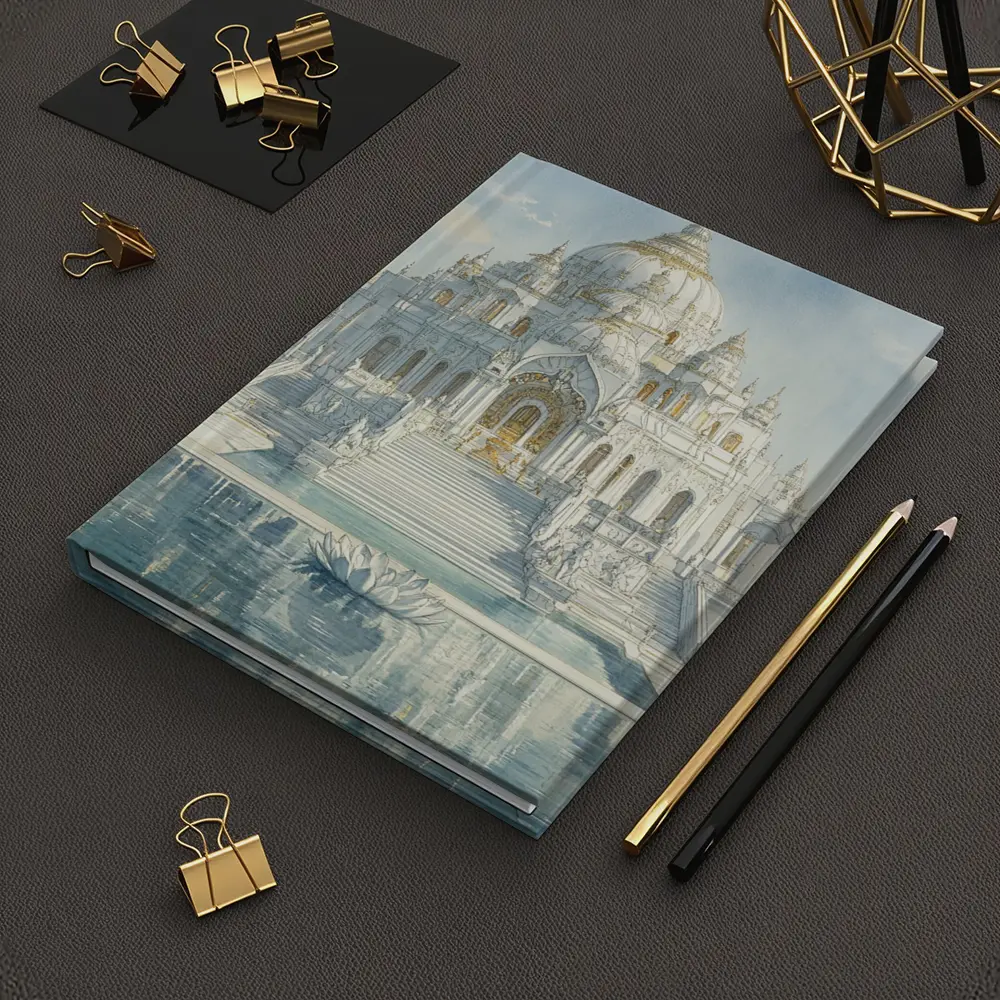 White Marble Hindu Temple Watercolor Art – Notebooks