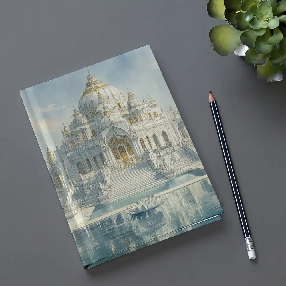 White Marble Hindu Temple Watercolor Art – Notebooks