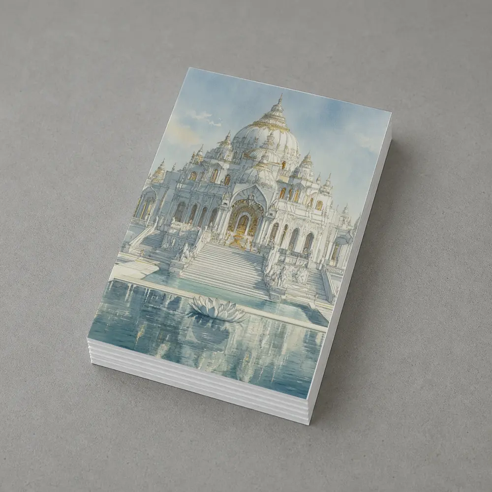 White Marble Hindu Temple Watercolor Art – Postcards