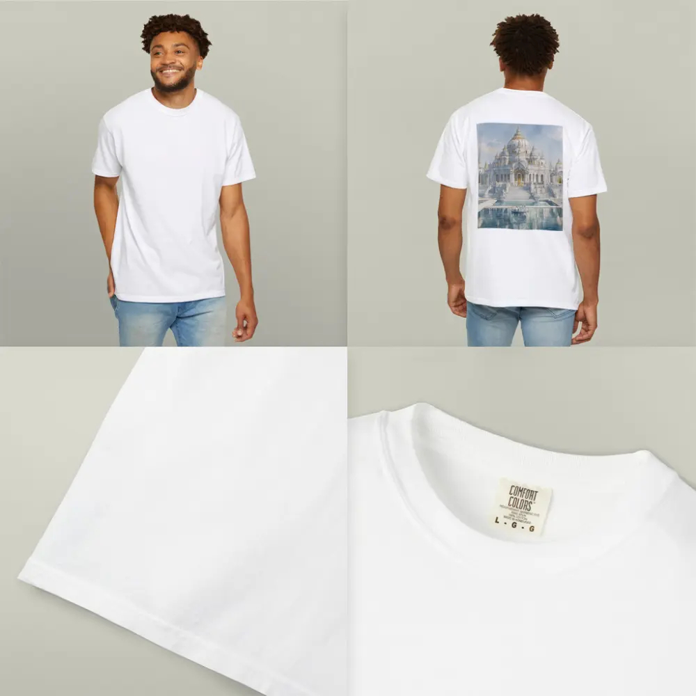 White Marble Hindu Temple Watercolor Art – T-Shirts