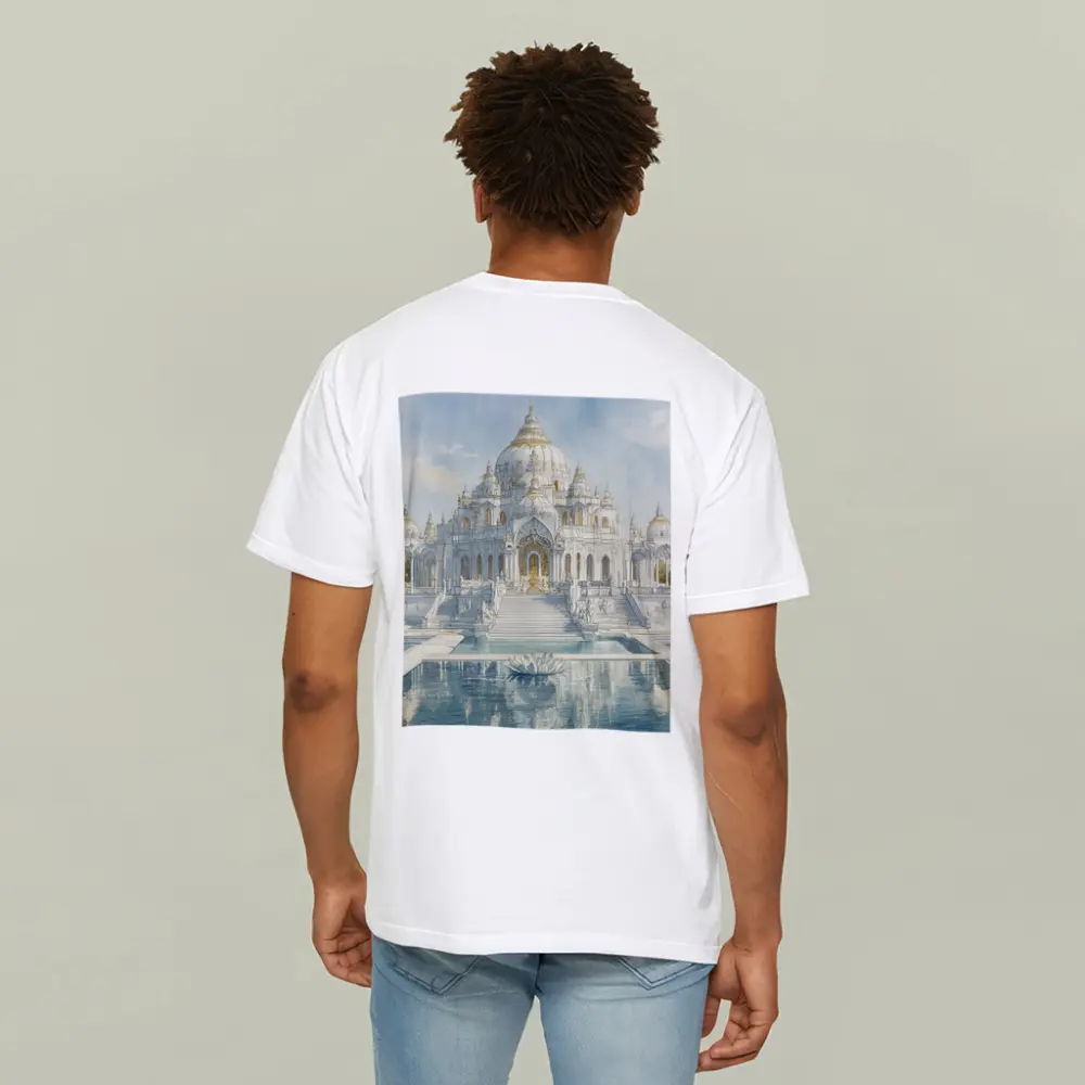 White Marble Hindu Temple Watercolor Art – T-Shirts