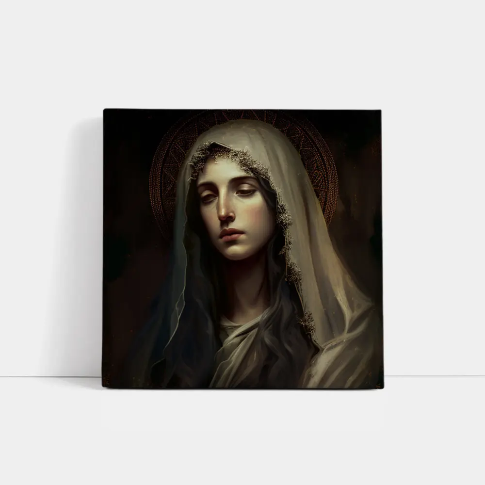 Virgin Mary Dark Renaissance Religious Portrait Art – Wall Art