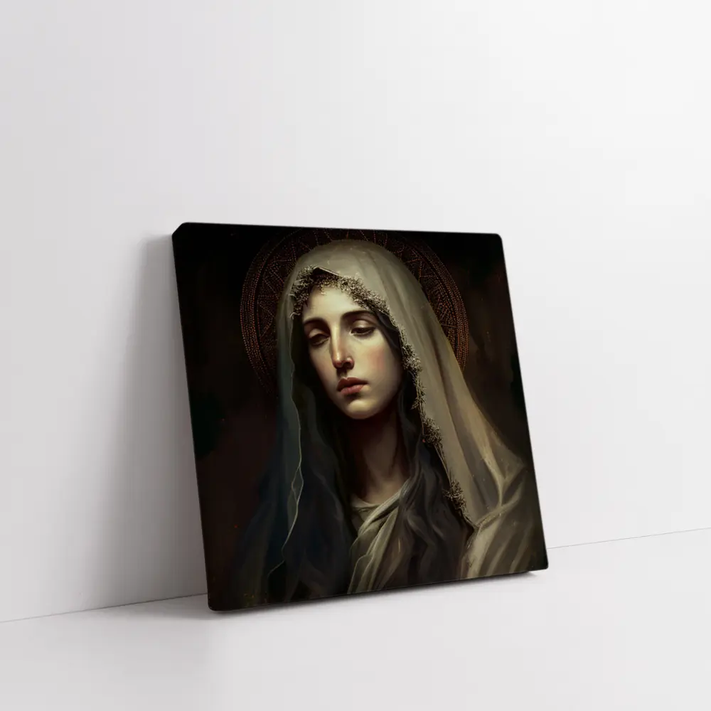 Virgin Mary Dark Renaissance Religious Portrait Art – Wall Art