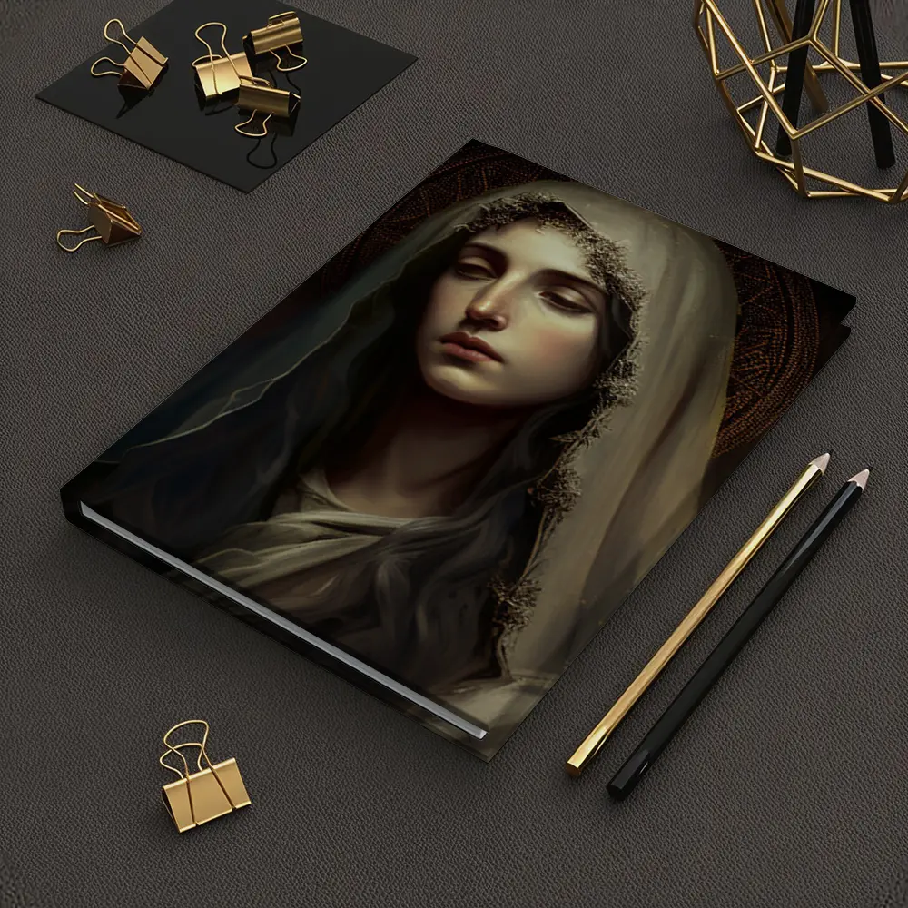 Virgin Mary Dark Renaissance Religious Portrait Art – Notebooks