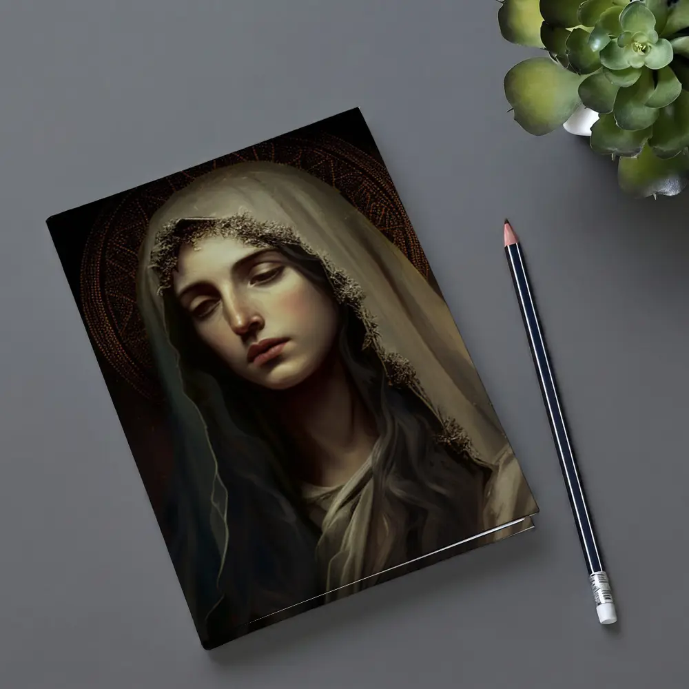 Virgin Mary Dark Renaissance Religious Portrait Art – Notebooks