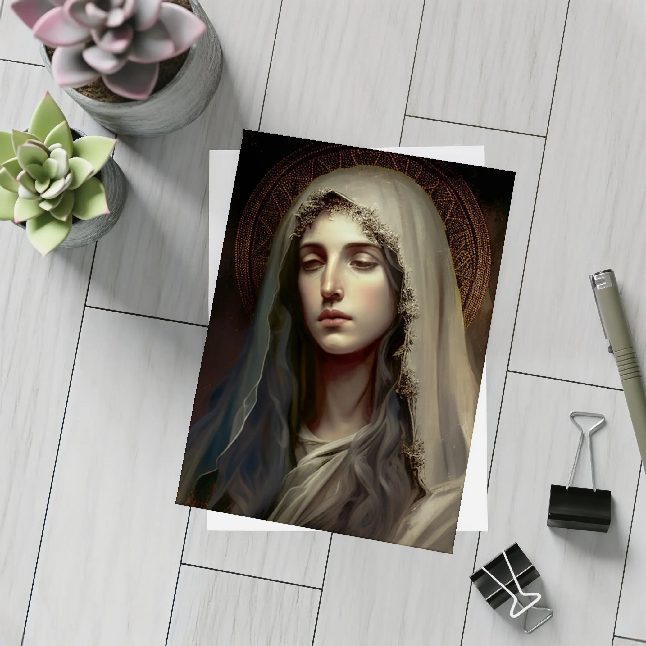Virgin Mary Dark Renaissance Religious Portrait Art – Postcards