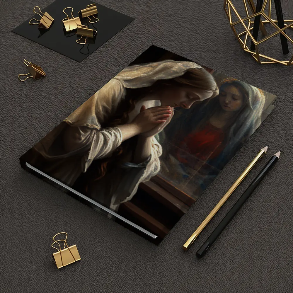 Woman Praying Before Virgin Mary Window – Notebooks