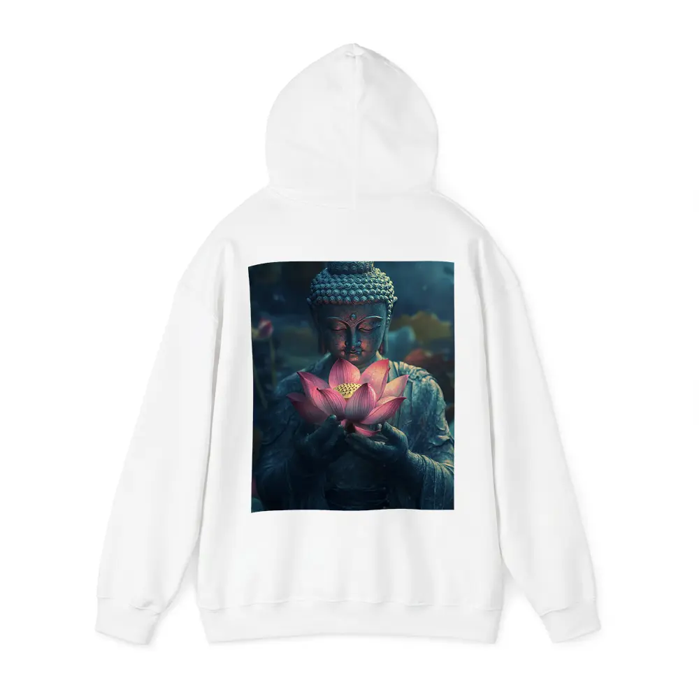 Buddha Statue Holding Pink Lotus Flower – Hoodies