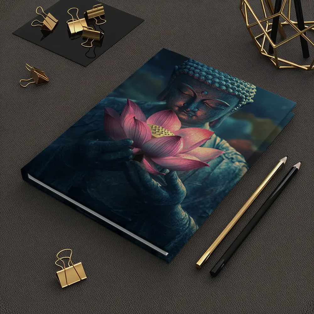 Buddha Statue Holding Pink Lotus Flower – Notebooks