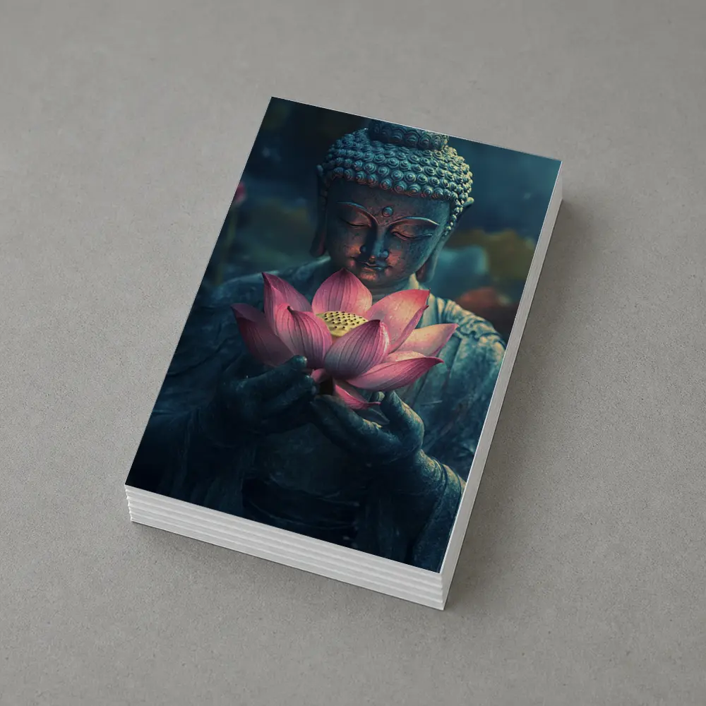 Buddha Statue Holding Pink Lotus Flower – Postcards