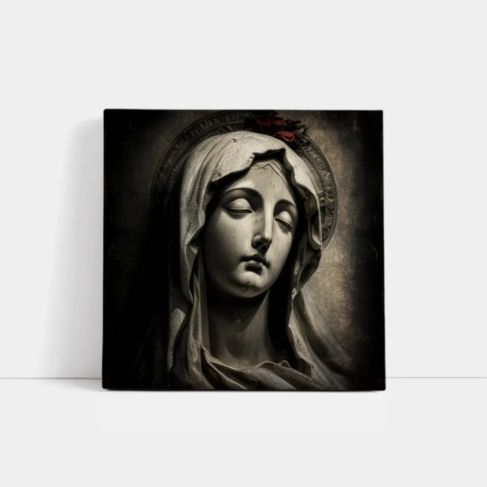 Virgin Mary Marble Statue Dark Grunge – Wall Art