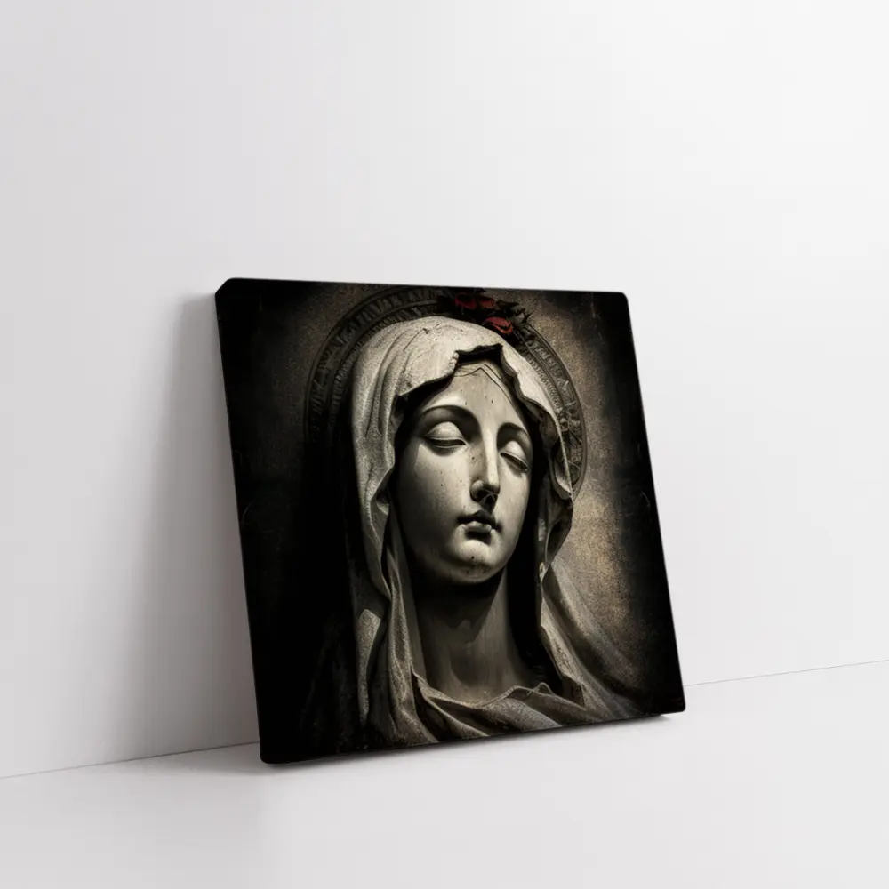 Virgin Mary Marble Statue Dark Grunge – Wall Art
