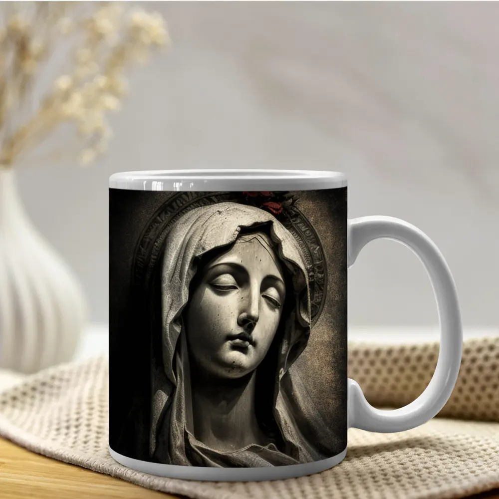 Virgin Mary Marble Statue Dark Grunge – Mugs