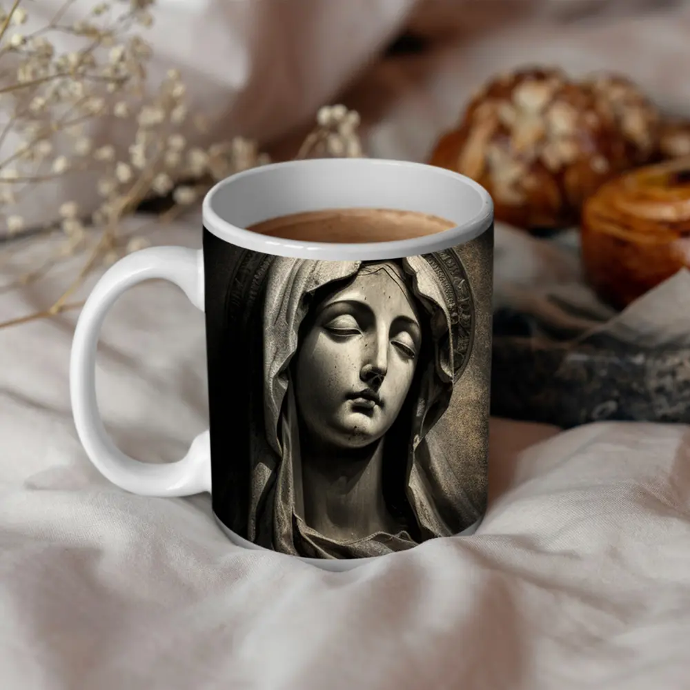 Virgin Mary Marble Statue Dark Grunge – Mugs