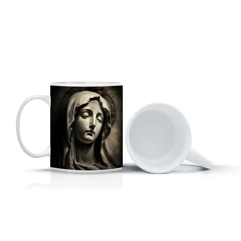 Virgin Mary Marble Statue Dark Grunge – Mugs
