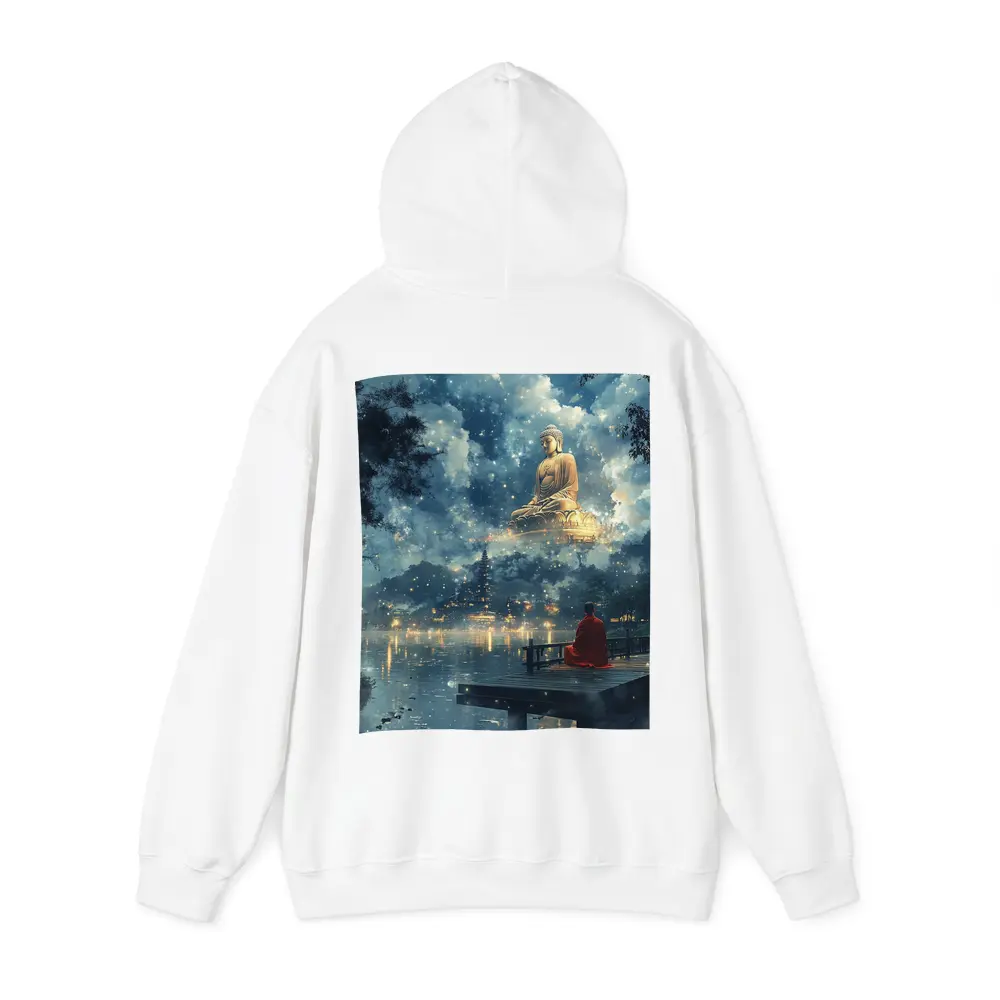 Buddhist Monk Meditating by Mystical Lake – Hoodies