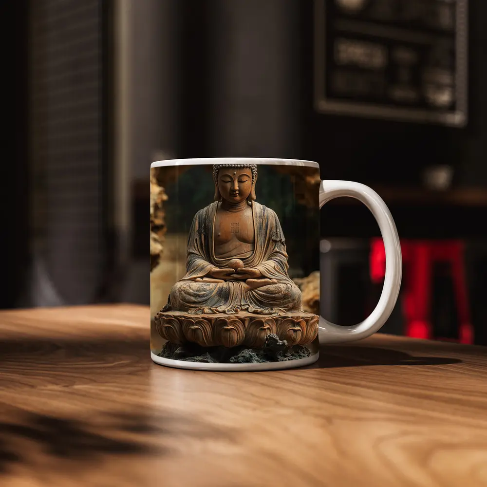 Ancient Stone Buddha Statue Lotus Seat – Mugs