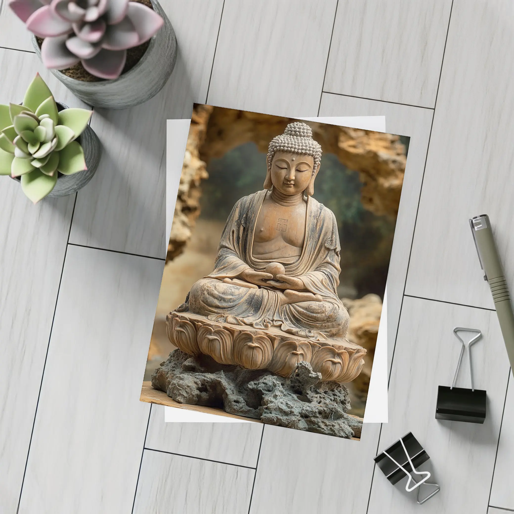 Ancient Stone Buddha Statue Lotus Seat – Postcards