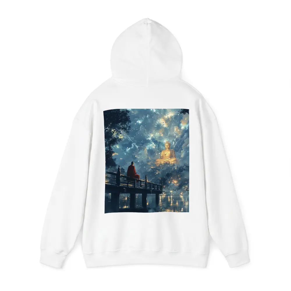 Buddhist Monk Meditating By Glowing Night Sky – Hoodies