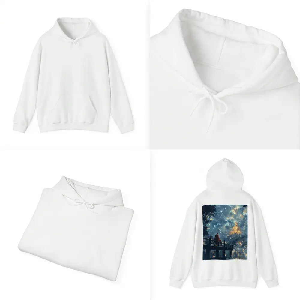 Buddhist Monk Meditating By Glowing Night Sky – Hoodies