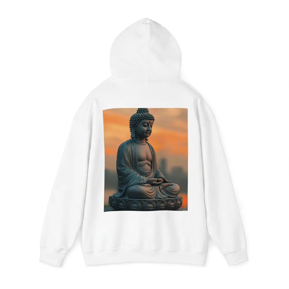 Buddha Statue Meditating at Sunset Sky – Hoodies