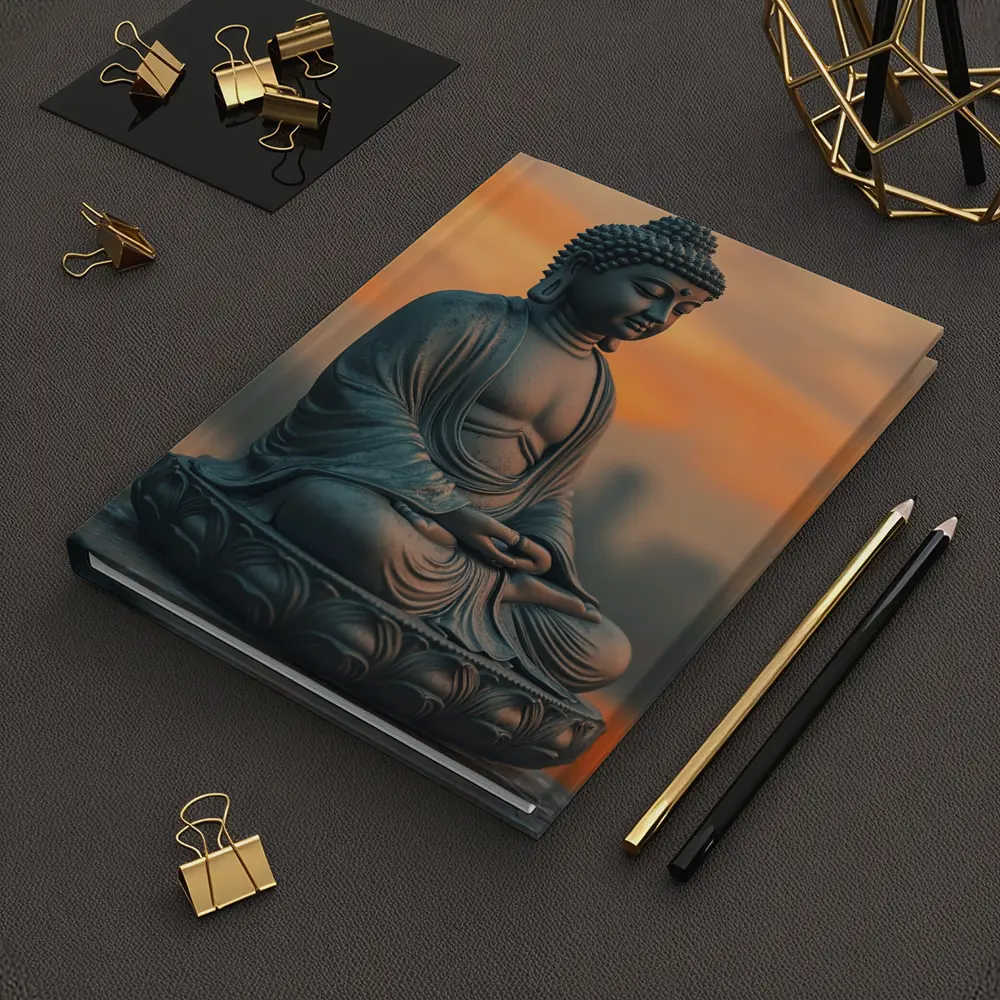 Buddha Statue Meditating at Sunset Sky – Notebooks