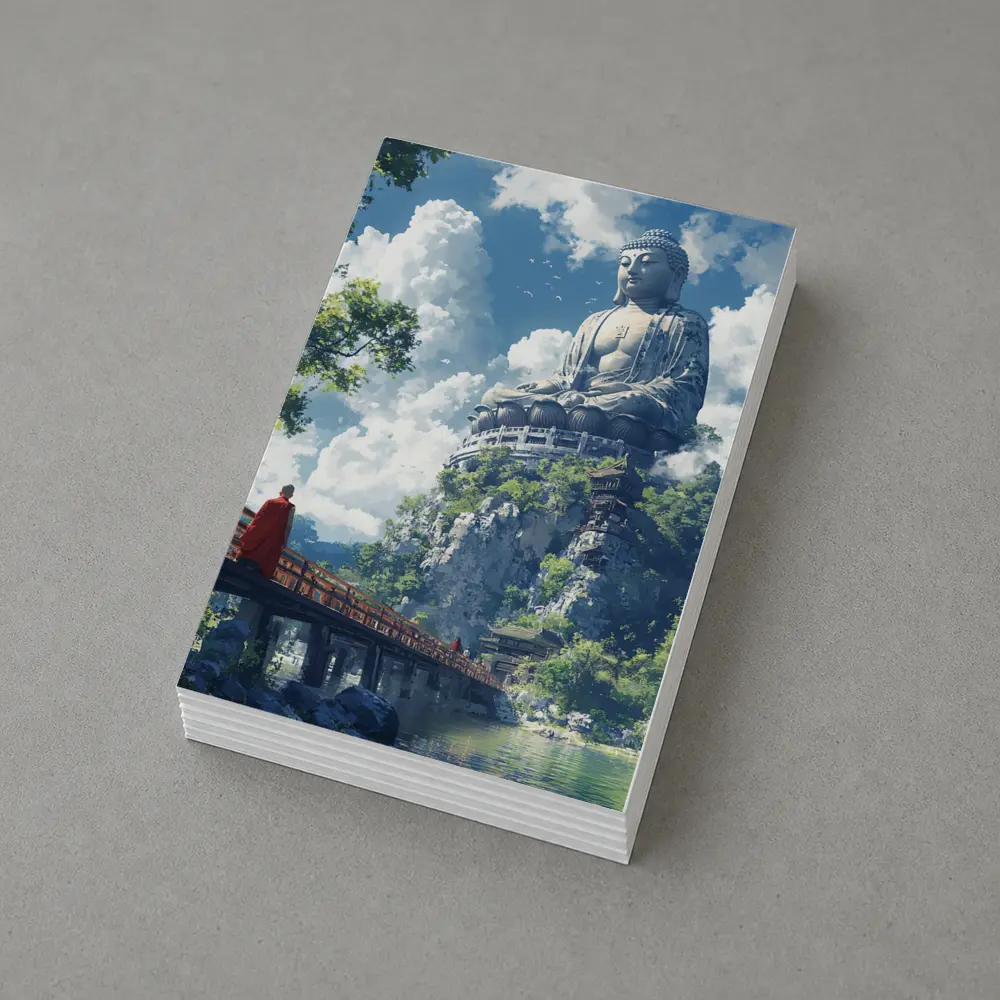Giant Buddha Statue Monk Rocky Cliff – Postcards
