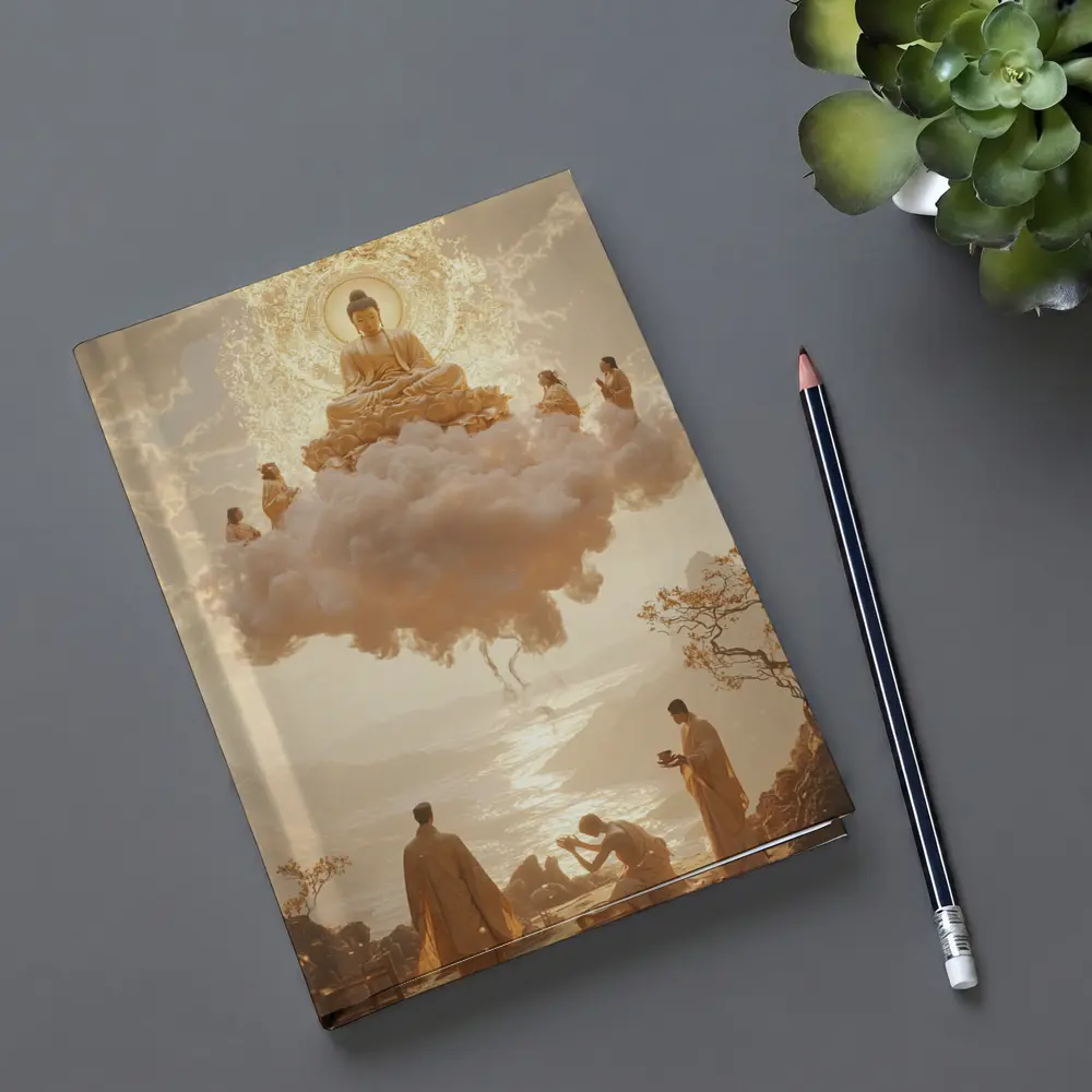 Golden Buddha Floating Cloud Monks Worship – Notebooks