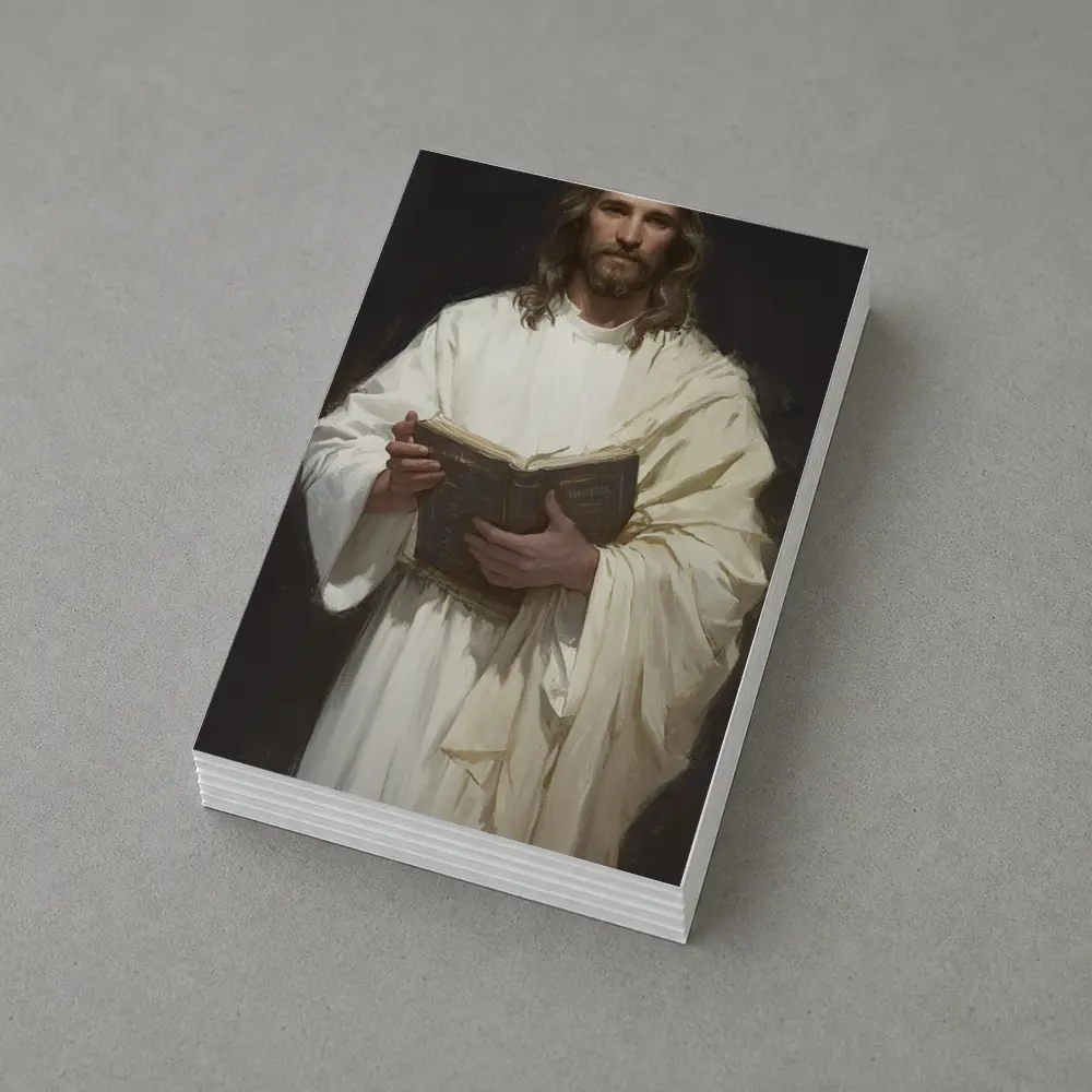Jesus Christ Holding Bible White Robes – Postcards
