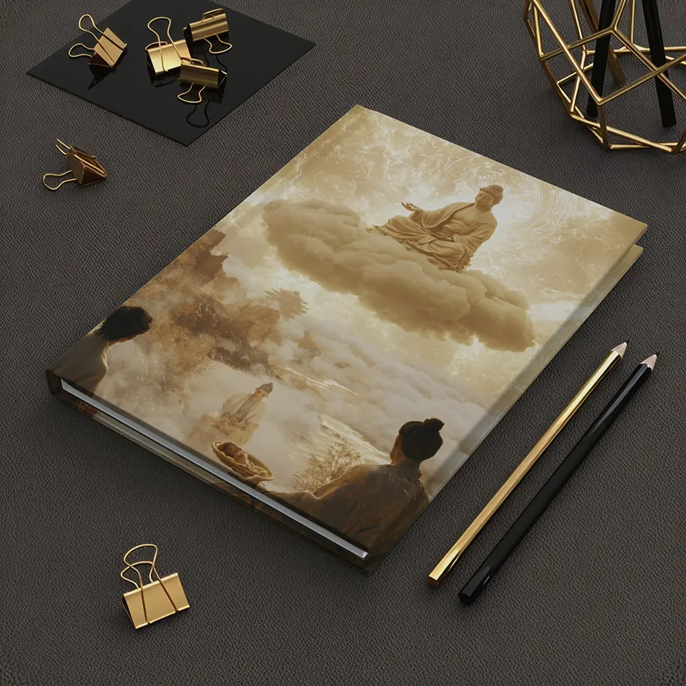 Buddha Meditating on Cloud Golden Celestial Scene – Notebooks