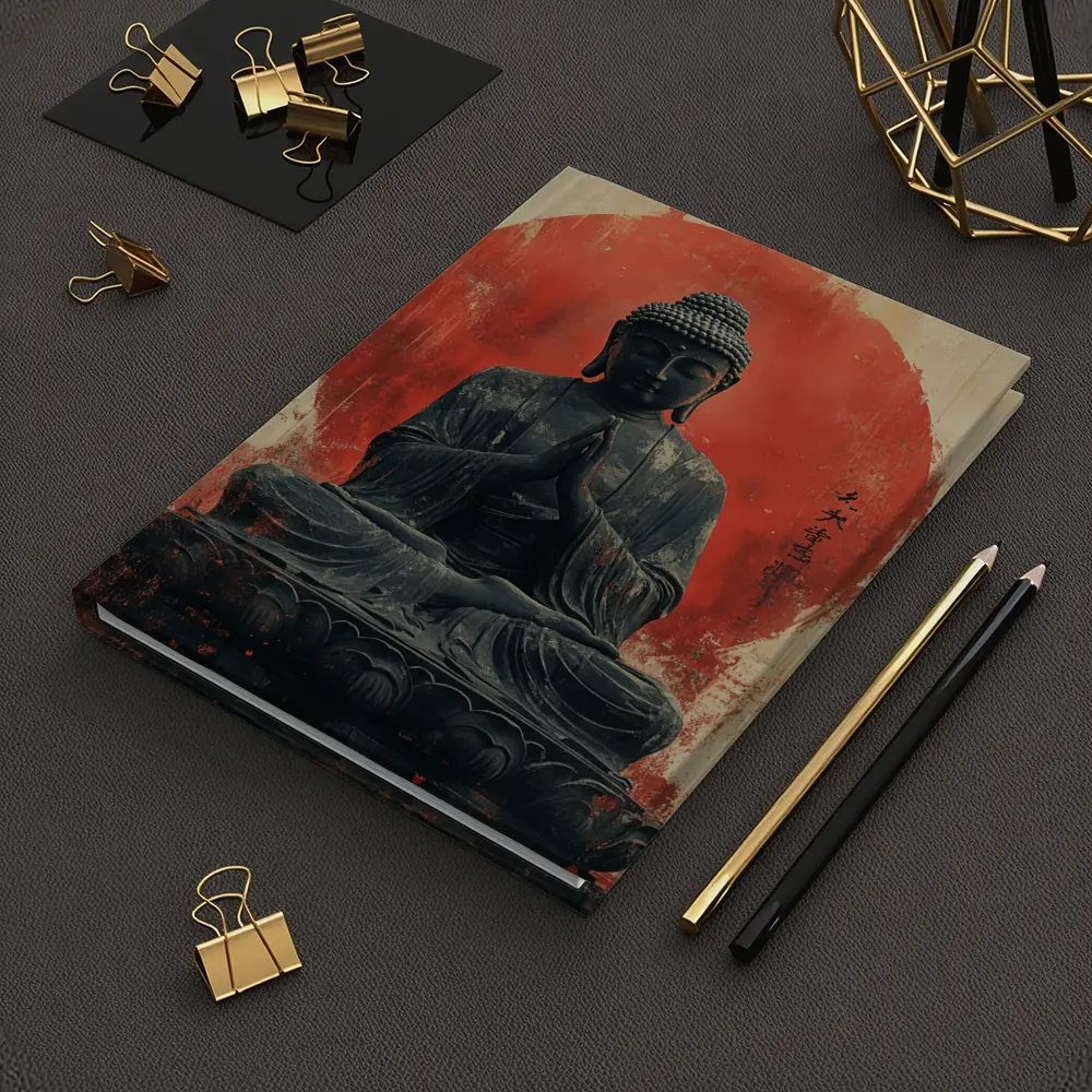 Buddha Statue Red Circle Japanese Art – Notebooks
