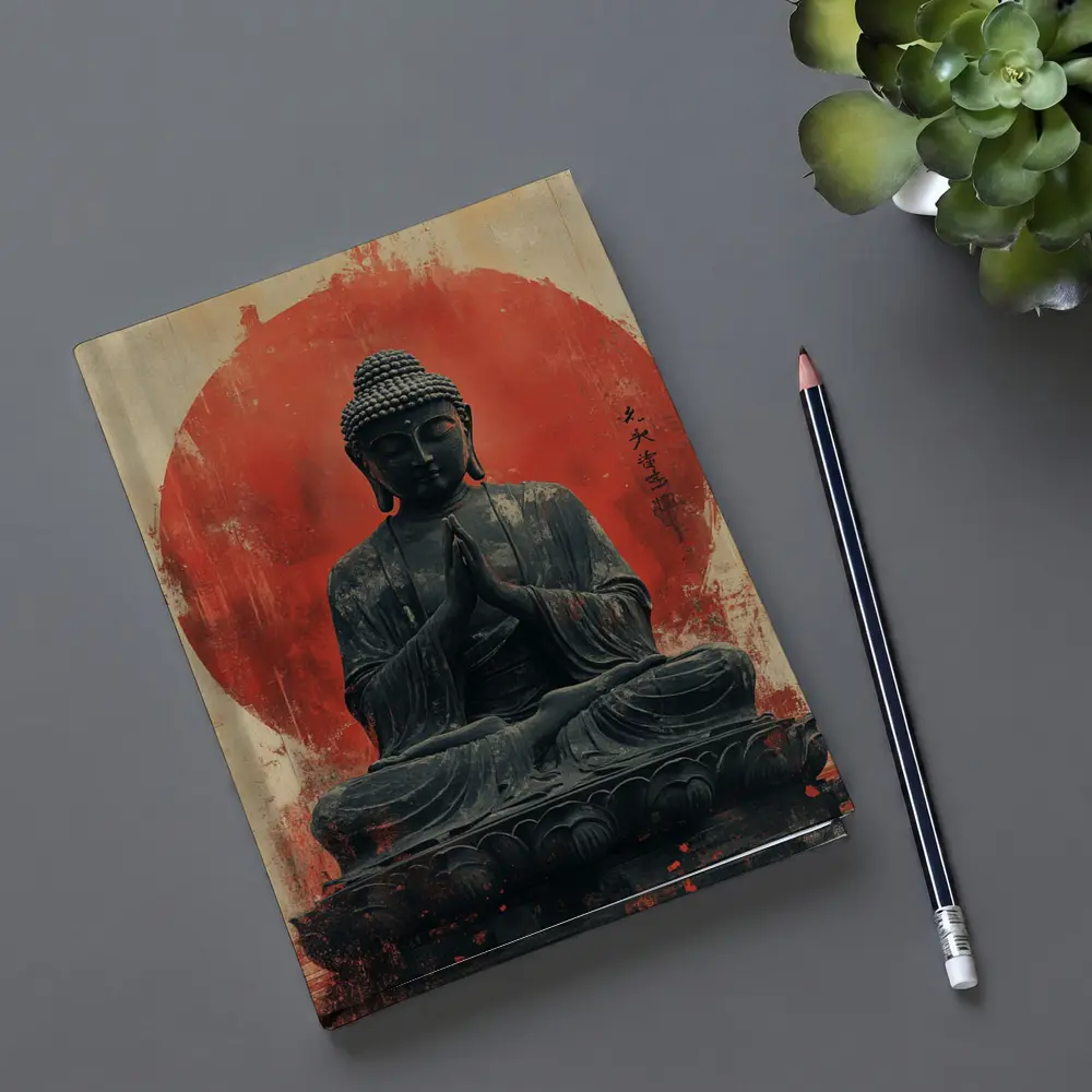 Buddha Statue Red Circle Japanese Art – Notebooks