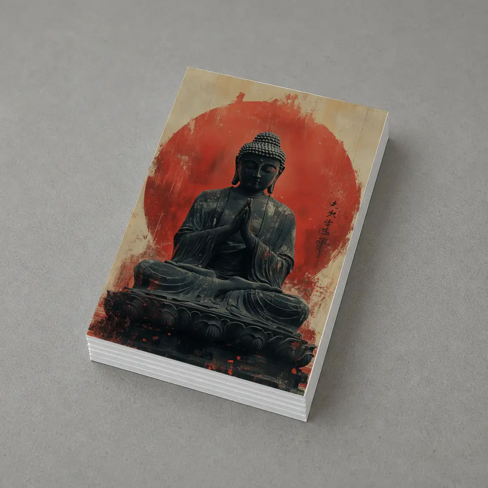 Buddha Statue Red Circle Japanese Art – Postcards