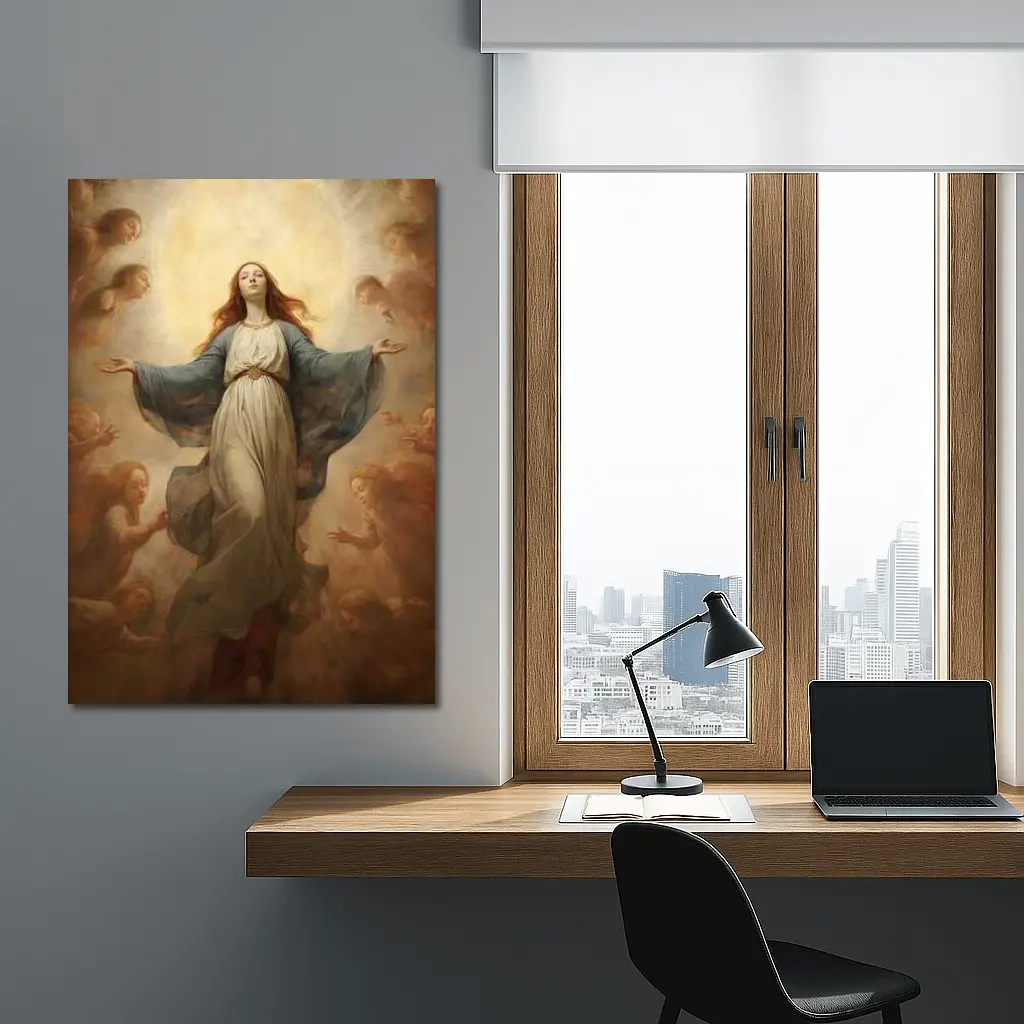 Virgin Mary Ascending Angels Religious Renaissance Art – Wall Art