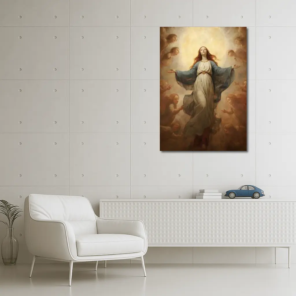 Virgin Mary Ascending Angels Religious Renaissance Art – Wall Art