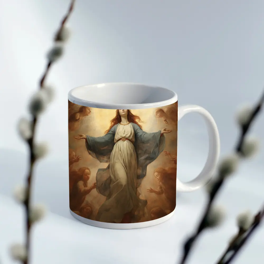 Virgin Mary Ascending Angels Religious Renaissance Art – Mugs